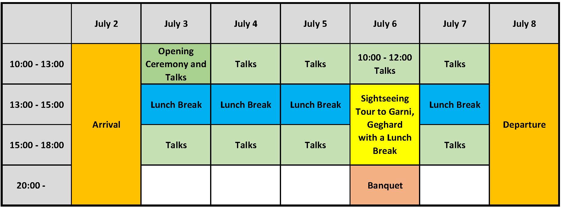 Third International Conference "Mathematics in Armenia" Schedule